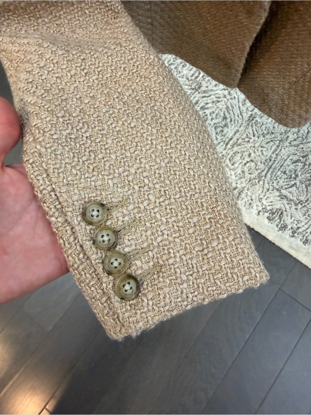 Abercrombie & Fitch Camel Bouclé Cropped Blazer - Picture 3 of 5